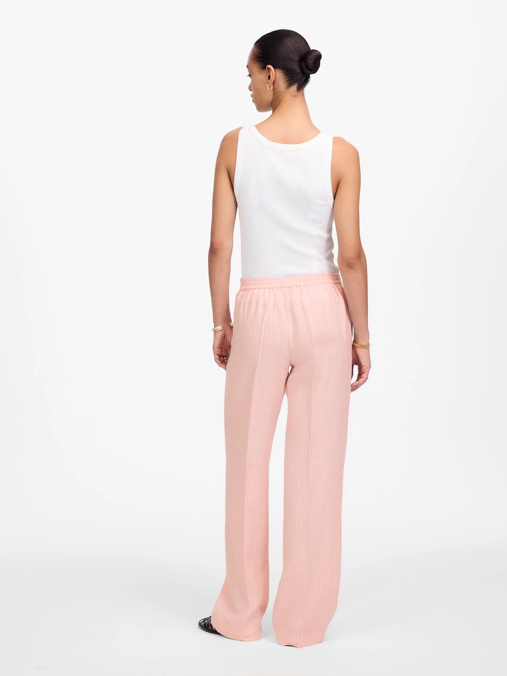 Madewell Easy Pull-on Pants in 100% Linen, Pink, Size M - Picture 4 of 11